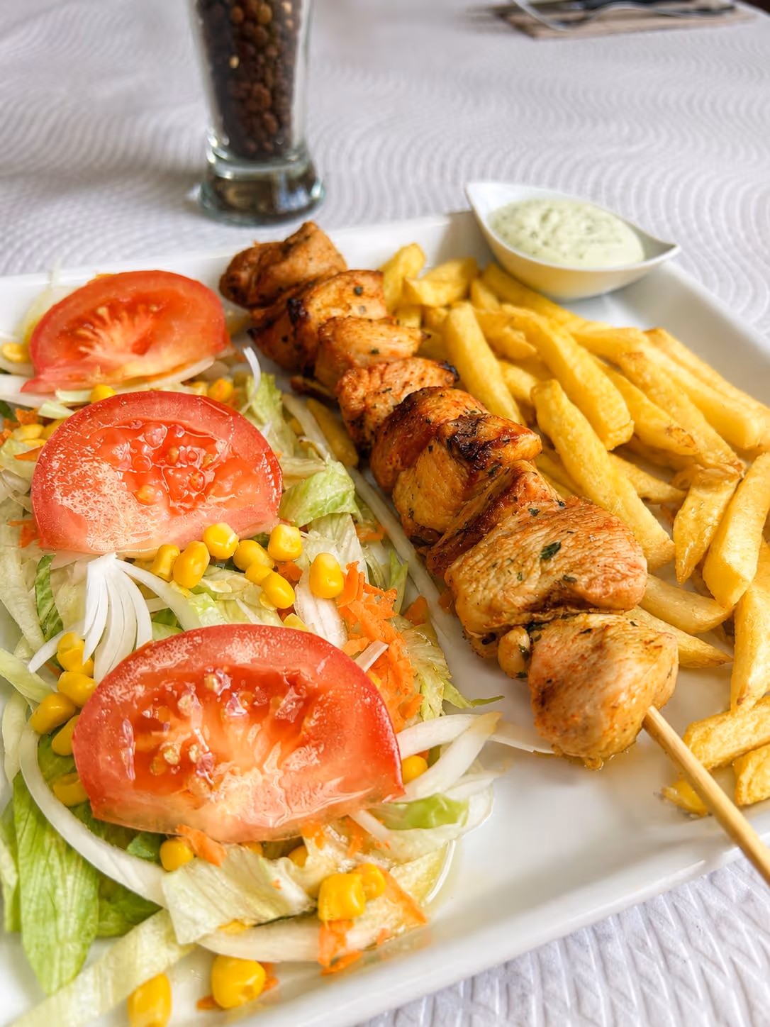 Brocheta de pollo — Restaurante Don Quijote Estremera, Estremera (Madrid)